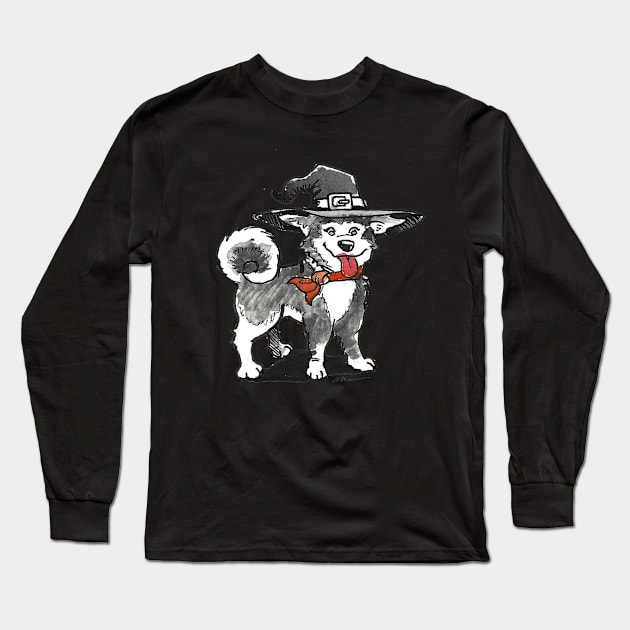 Witchy Husky Long Sleeve T-Shirt by Rackham